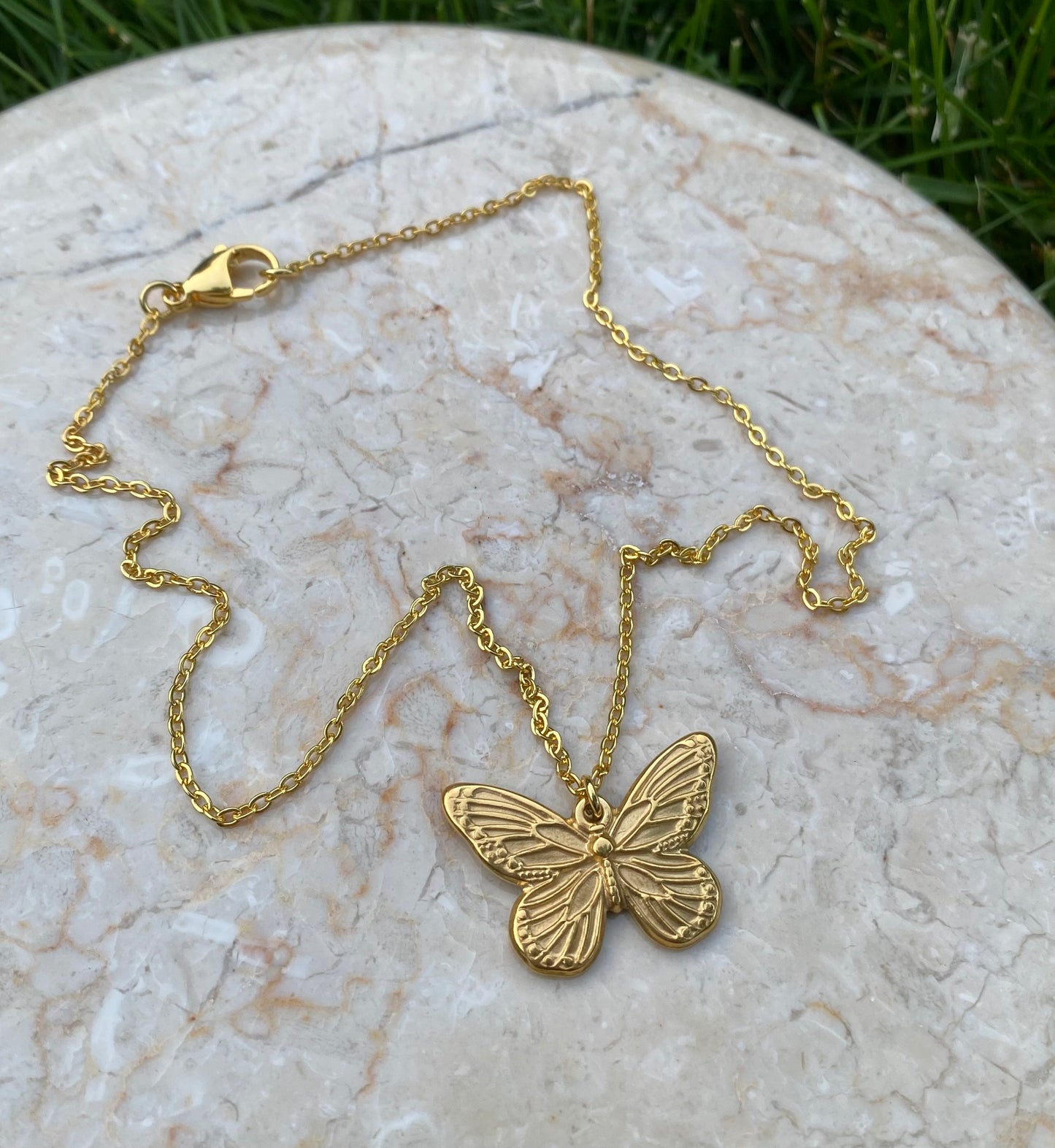 Butterfly gold stainless steel necklace 
