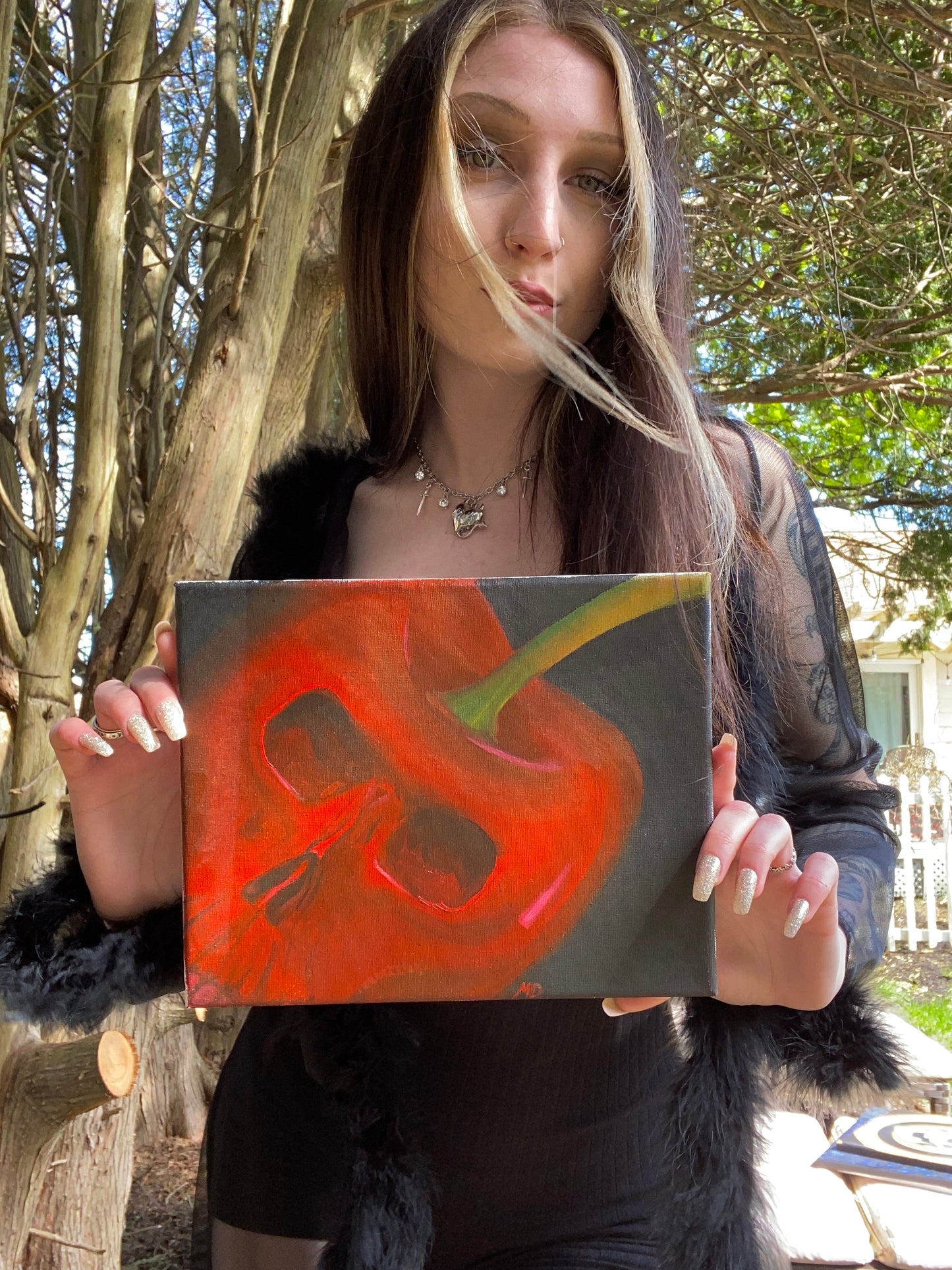 Cherry Skull original Painting