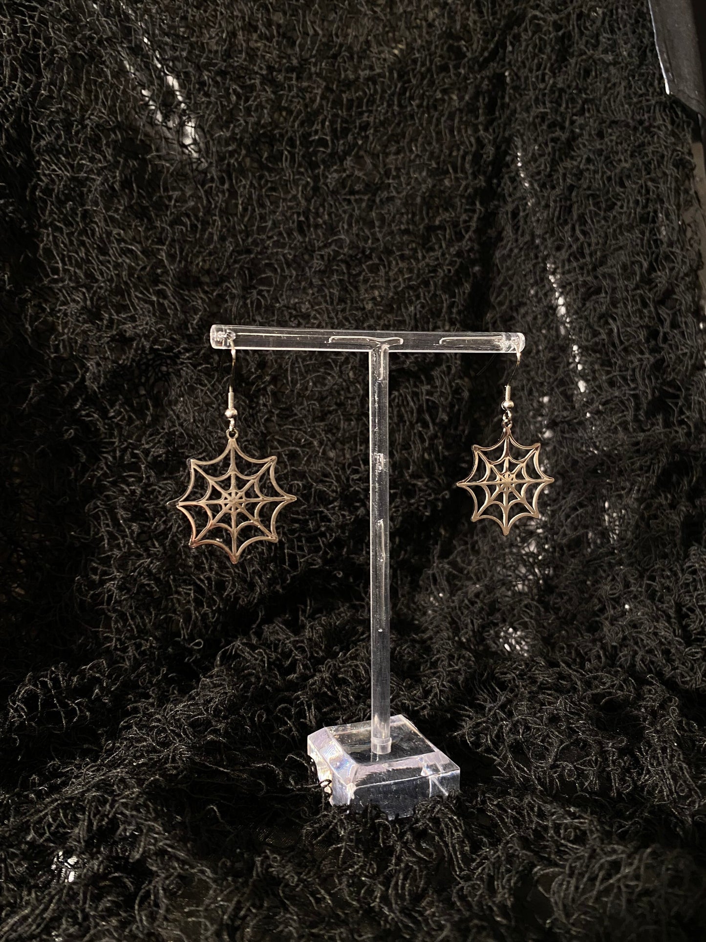 Web spider earrings stainless steel