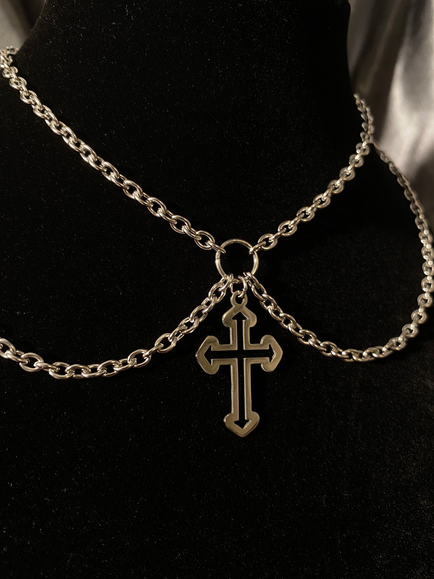 Cross goth necklace stainless steel