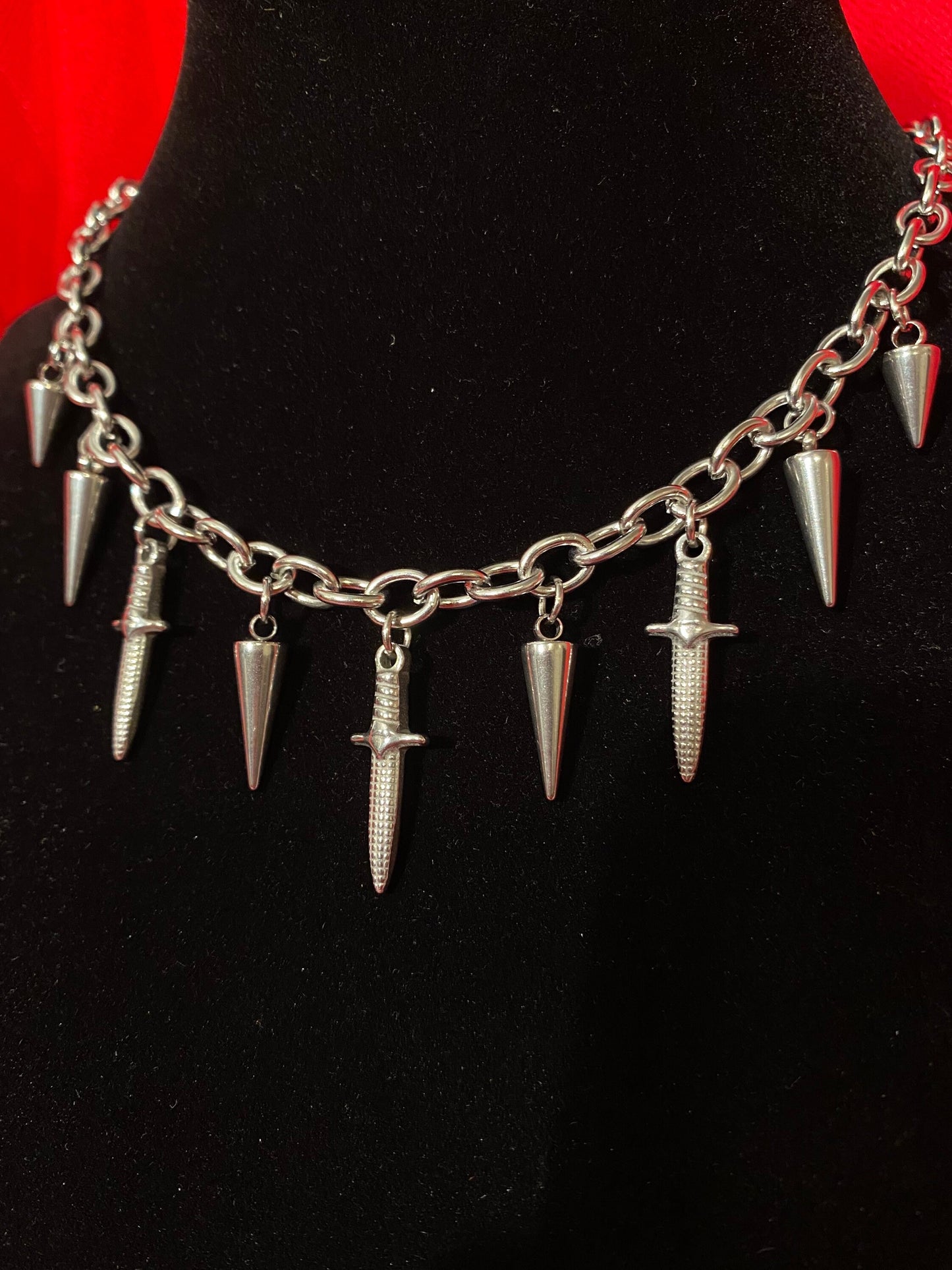 Dagger goth choker stainless steel