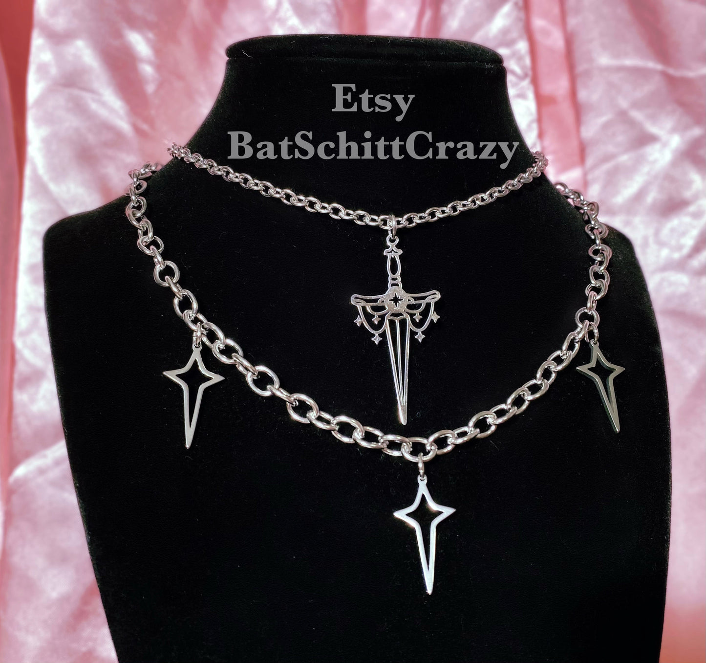 Star Dagger stainless steel choker necklace