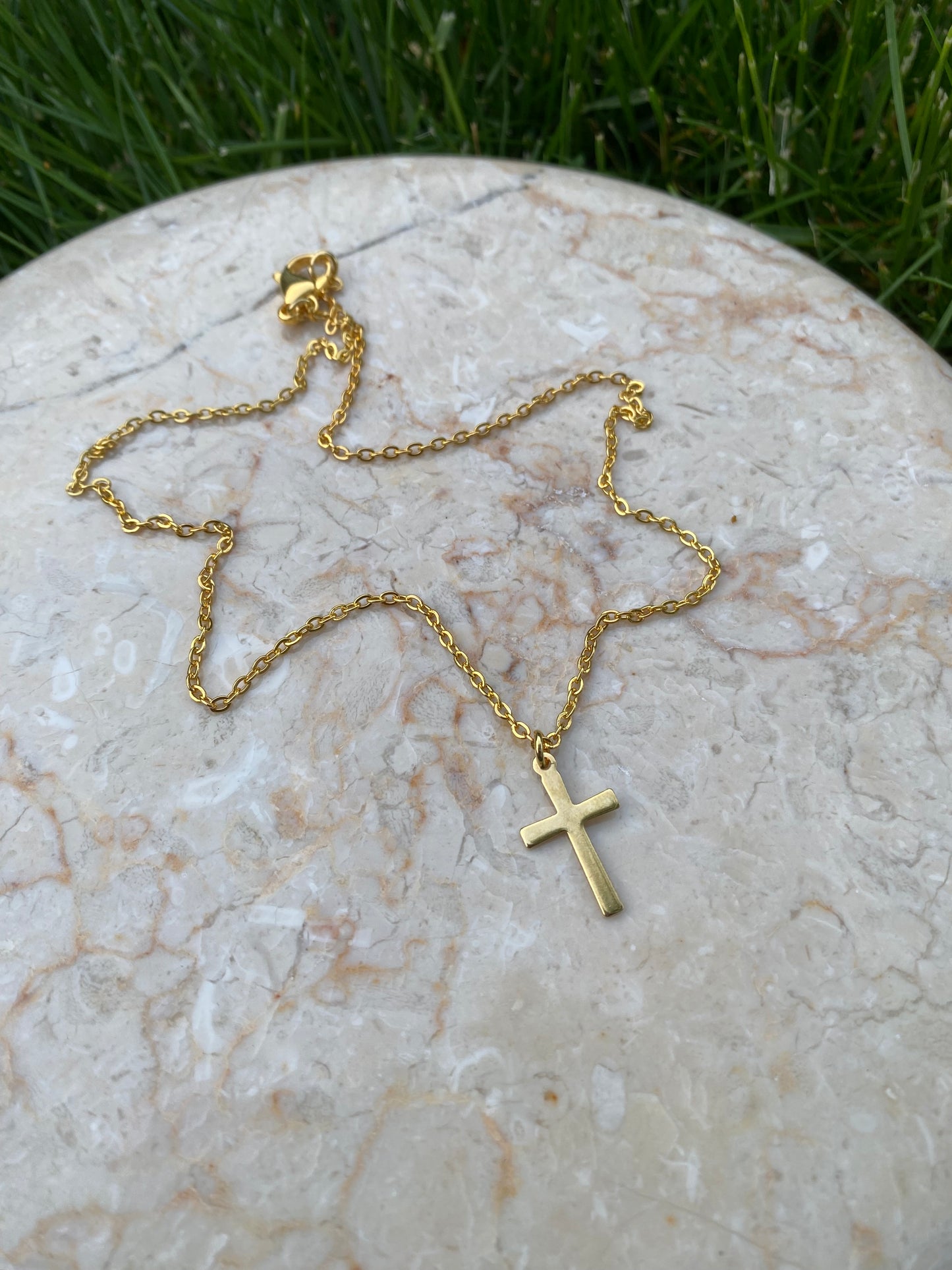 Gold cross stainless steel necklace