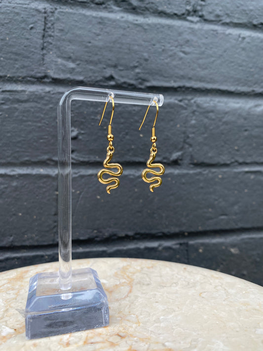 Gold snake earrings stainless steel