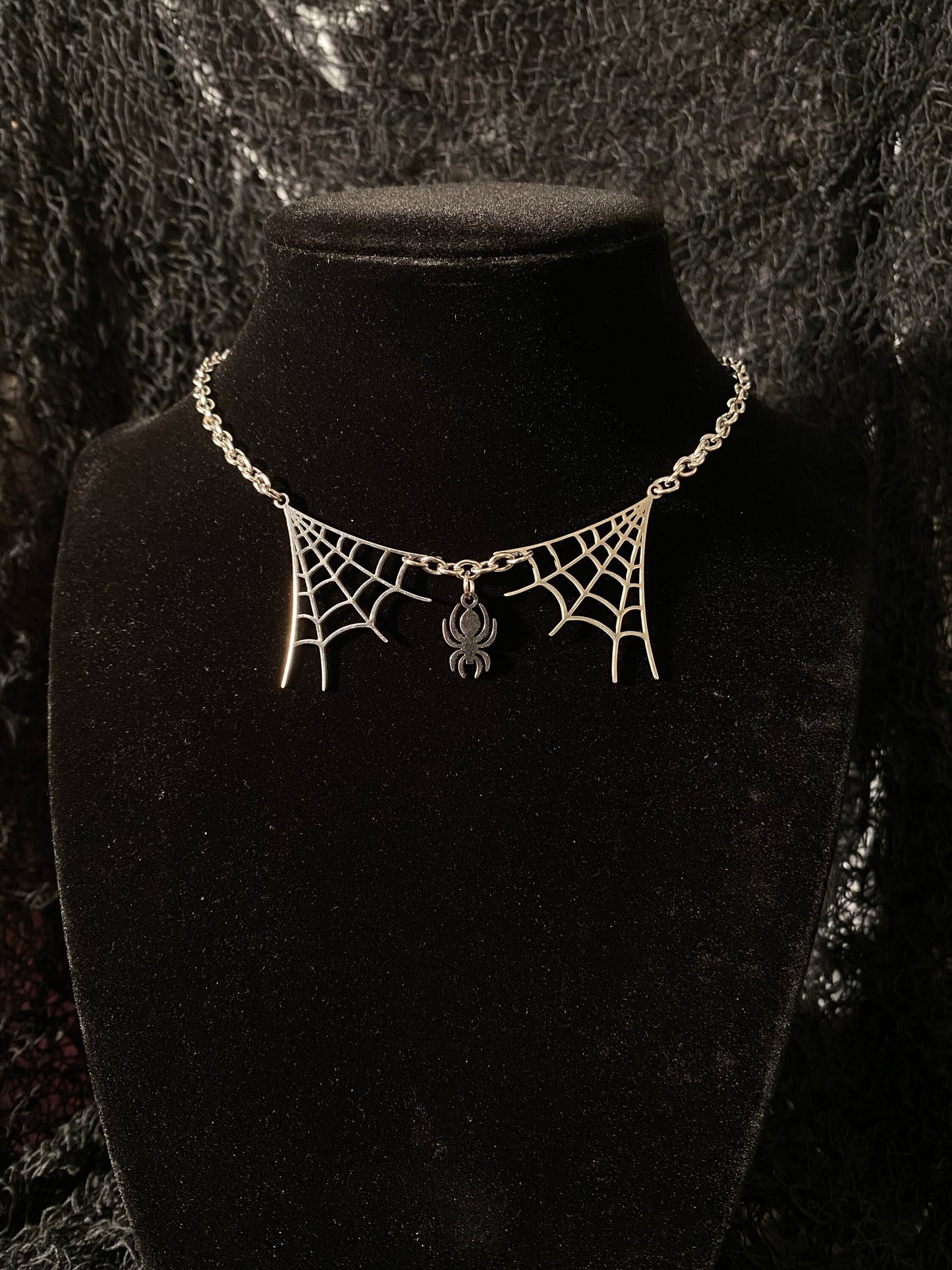 Spider web necklace stainless steel