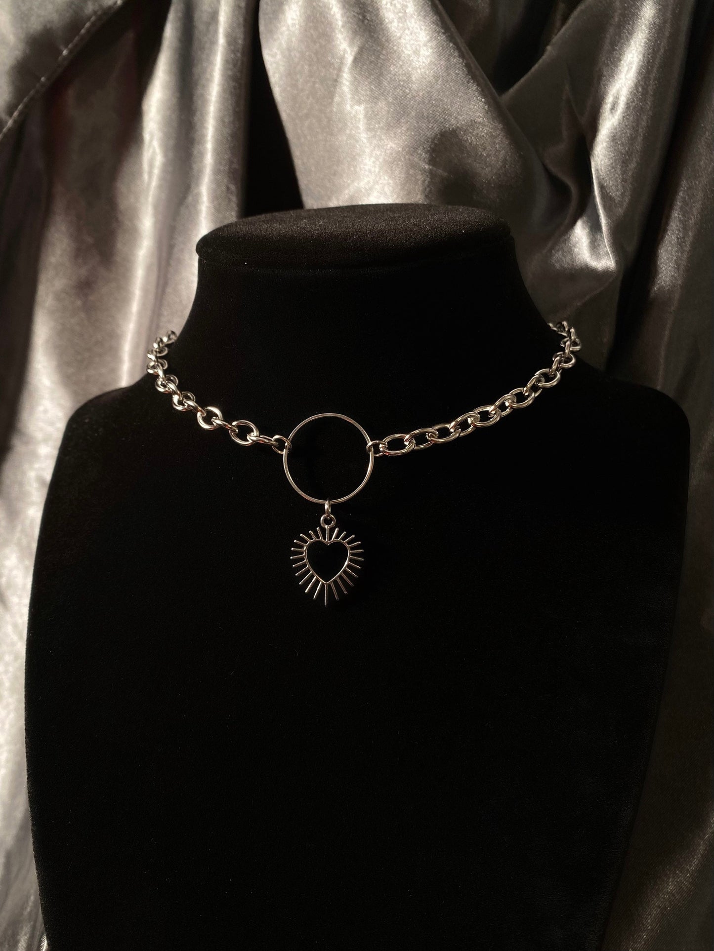 Heart goth choker stainless steel