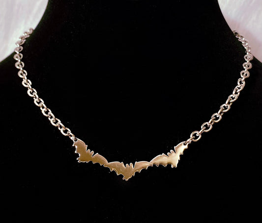 Bats necklace choker stainless steel