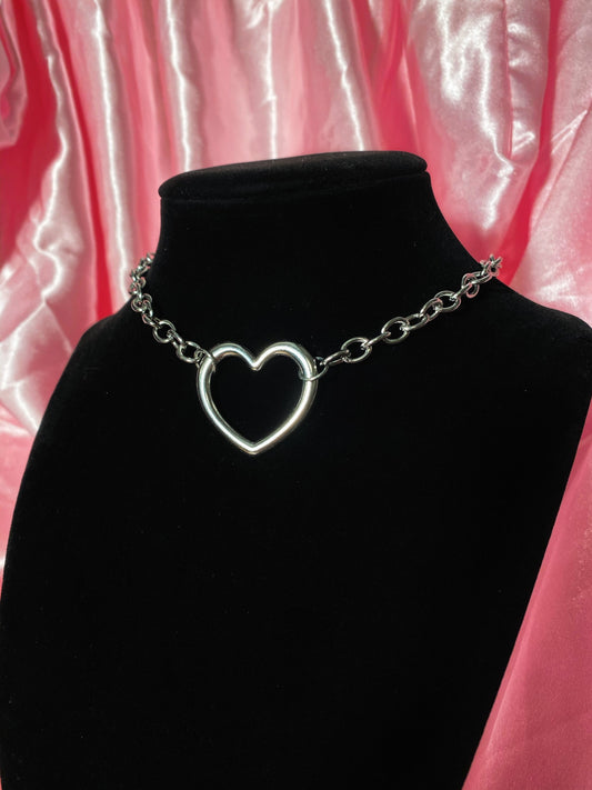 Heart choker necklace stainless steel