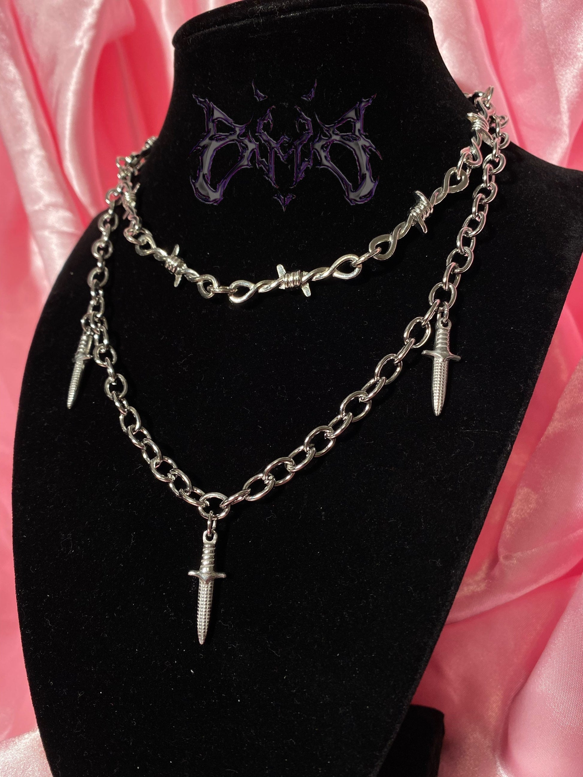 Stainless steel choker necklace duo