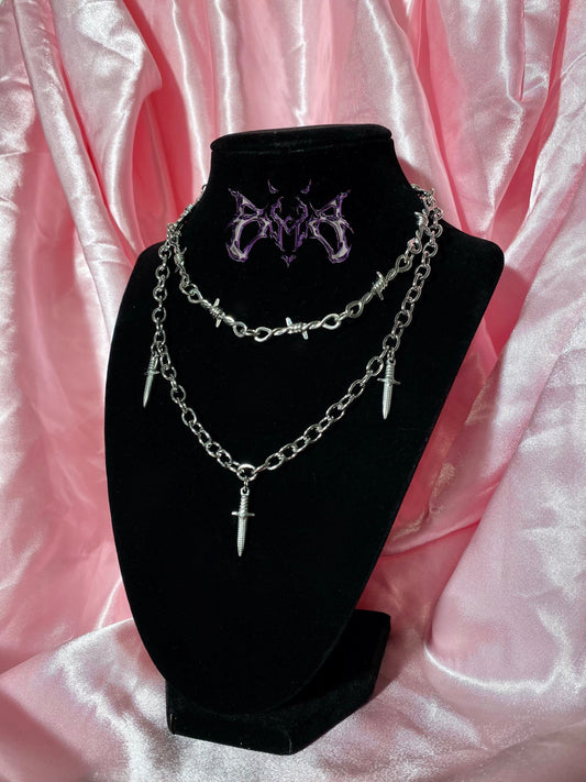 Stainless steel choker necklace duo