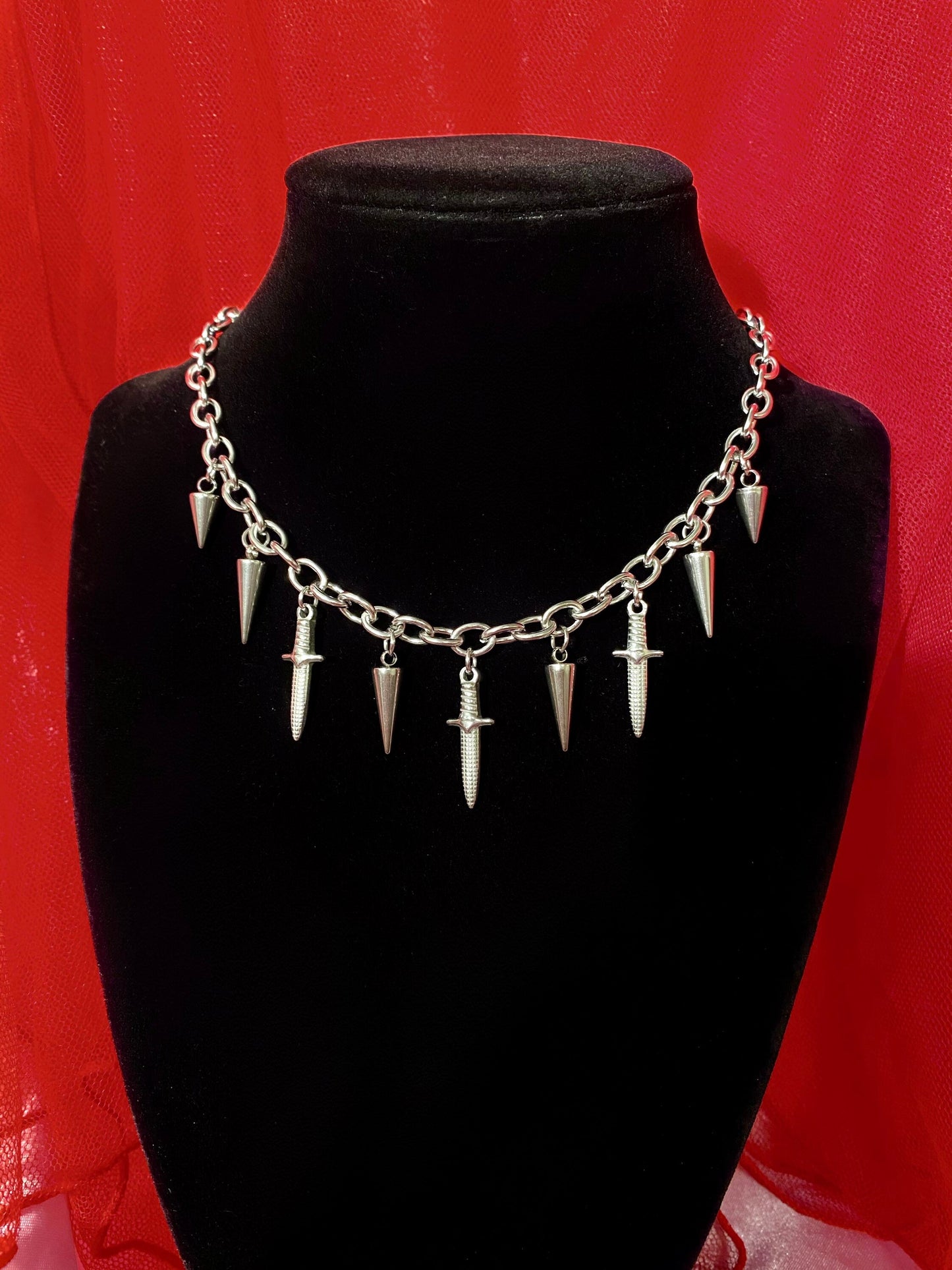 Dagger goth choker stainless steel