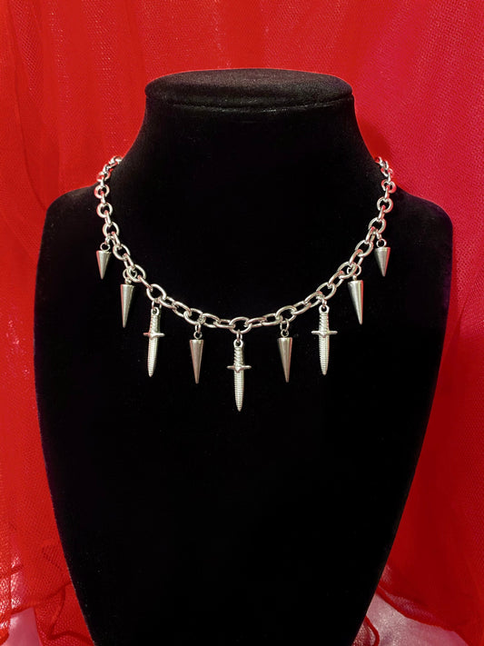 Dagger goth choker stainless steel
