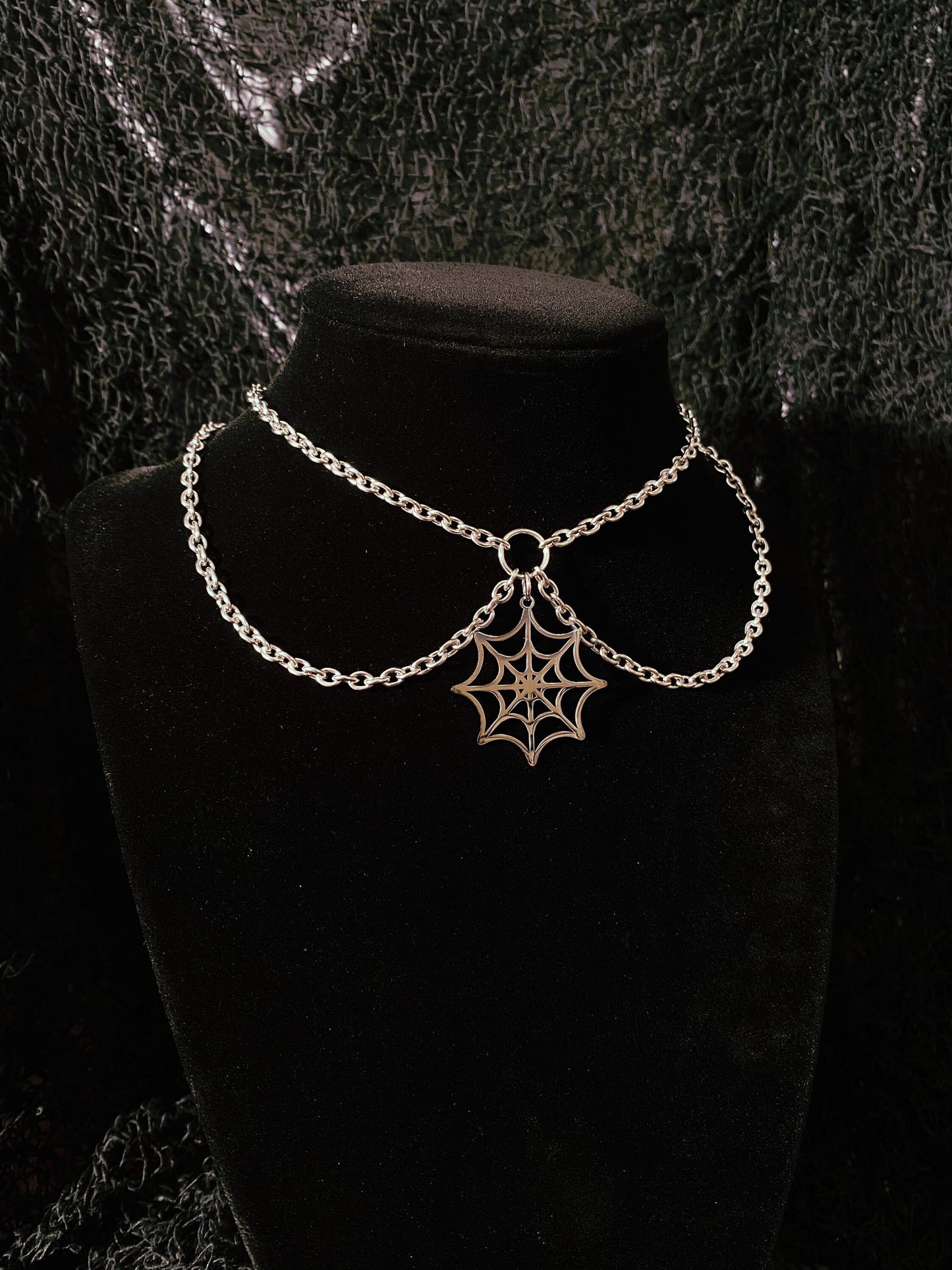 Spider web necklace stainless steel