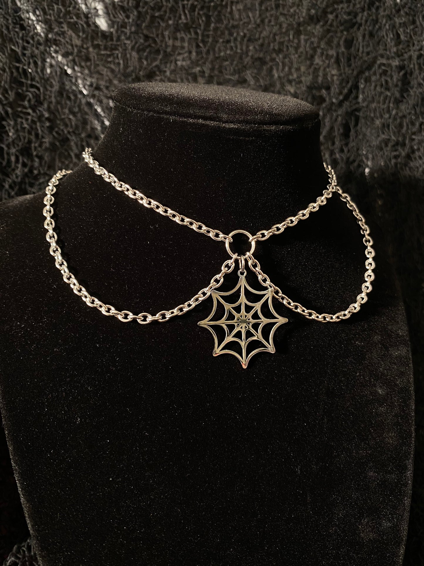 Spider web necklace stainless steel