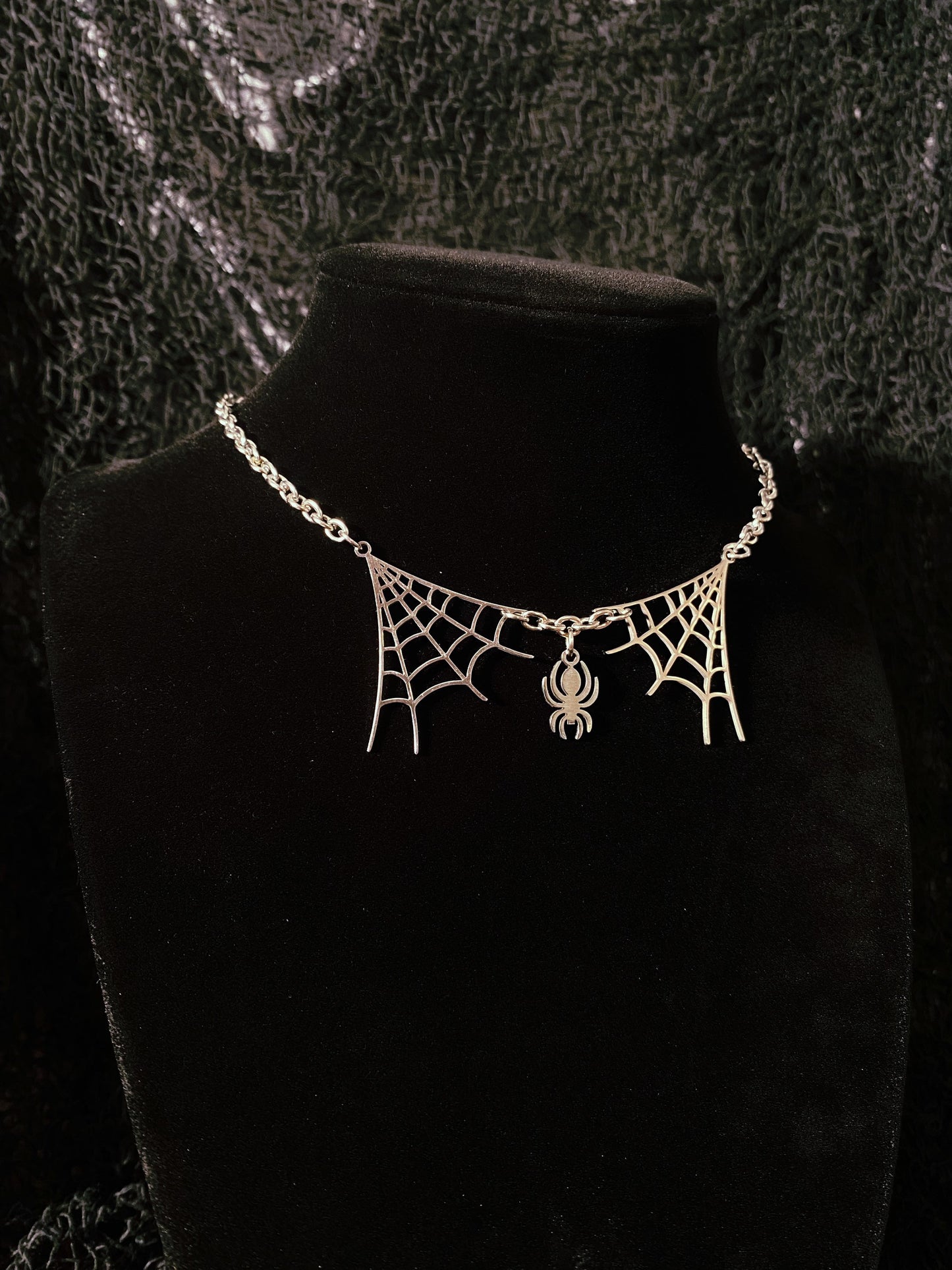 Spider web necklace stainless steel