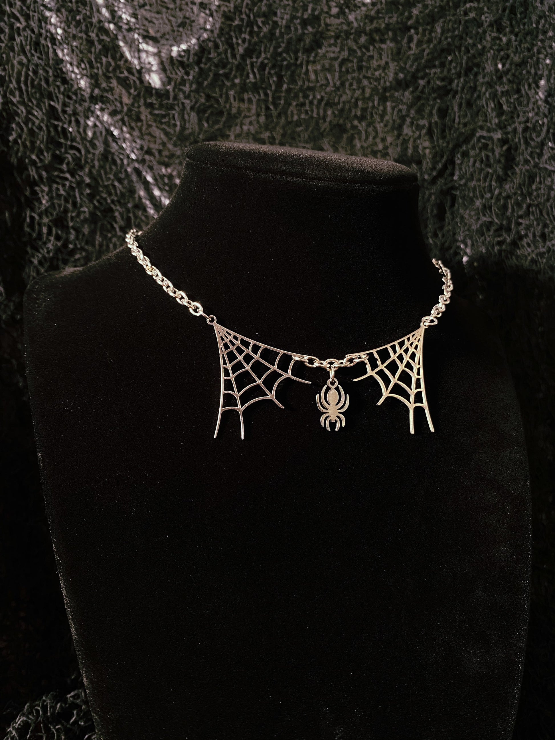 Spider web necklace stainless steel