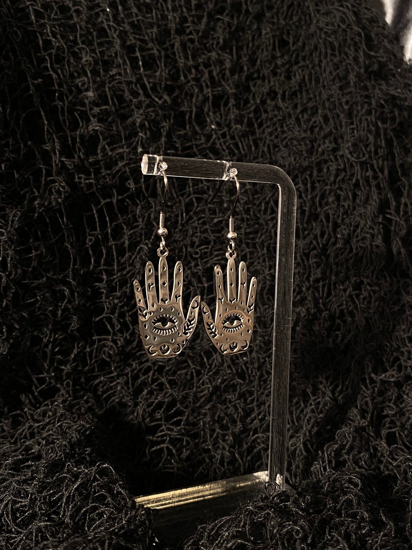 Hand eye  earrings stainless steel