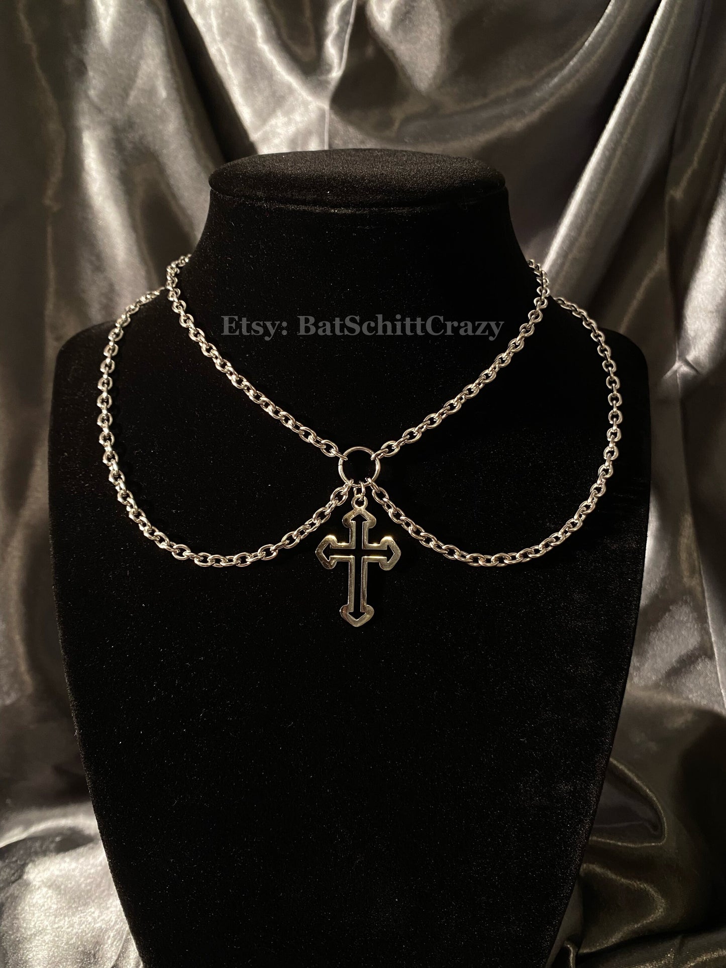 Cross goth necklace stainless steel