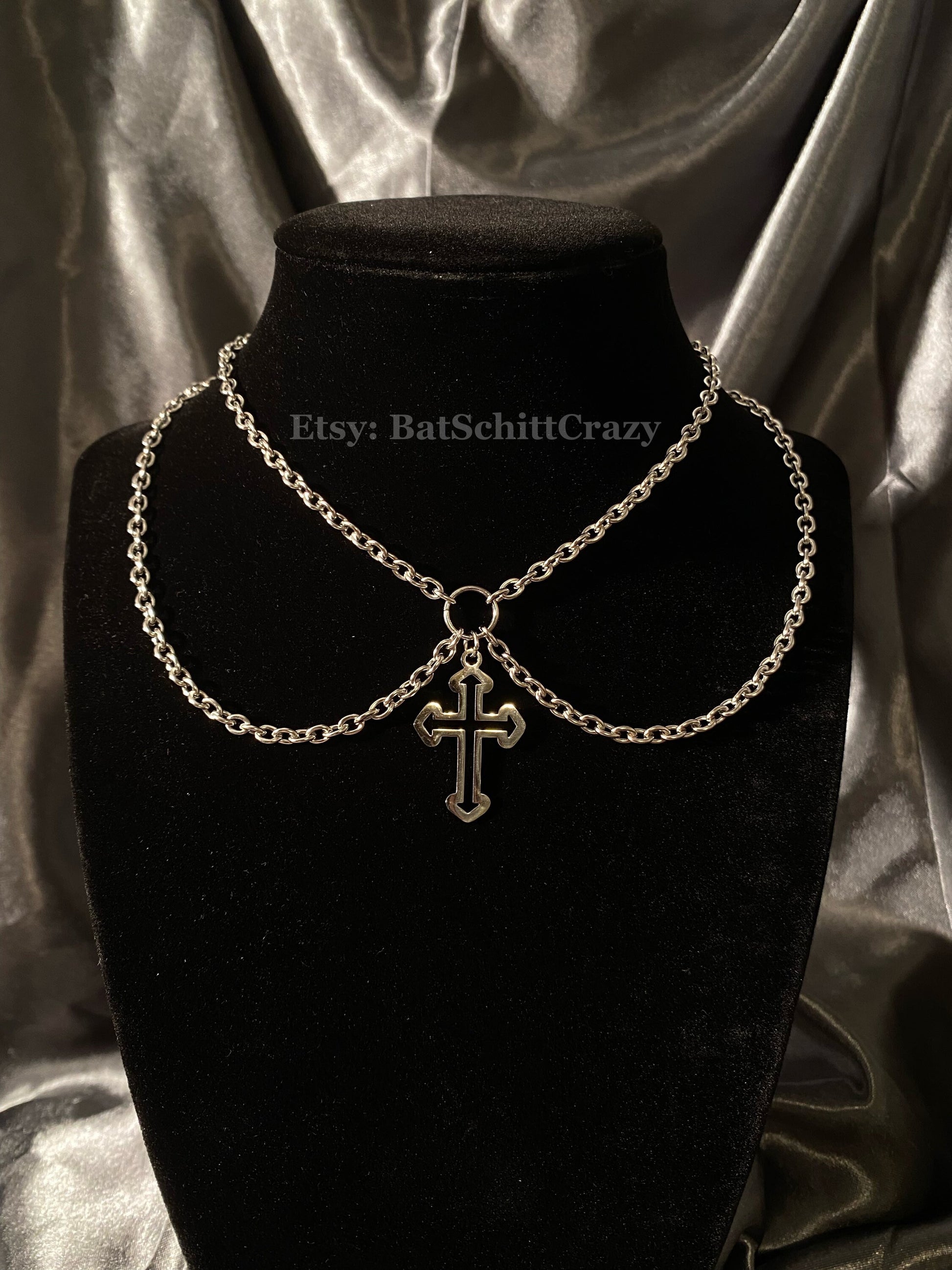 Cross goth necklace stainless steel