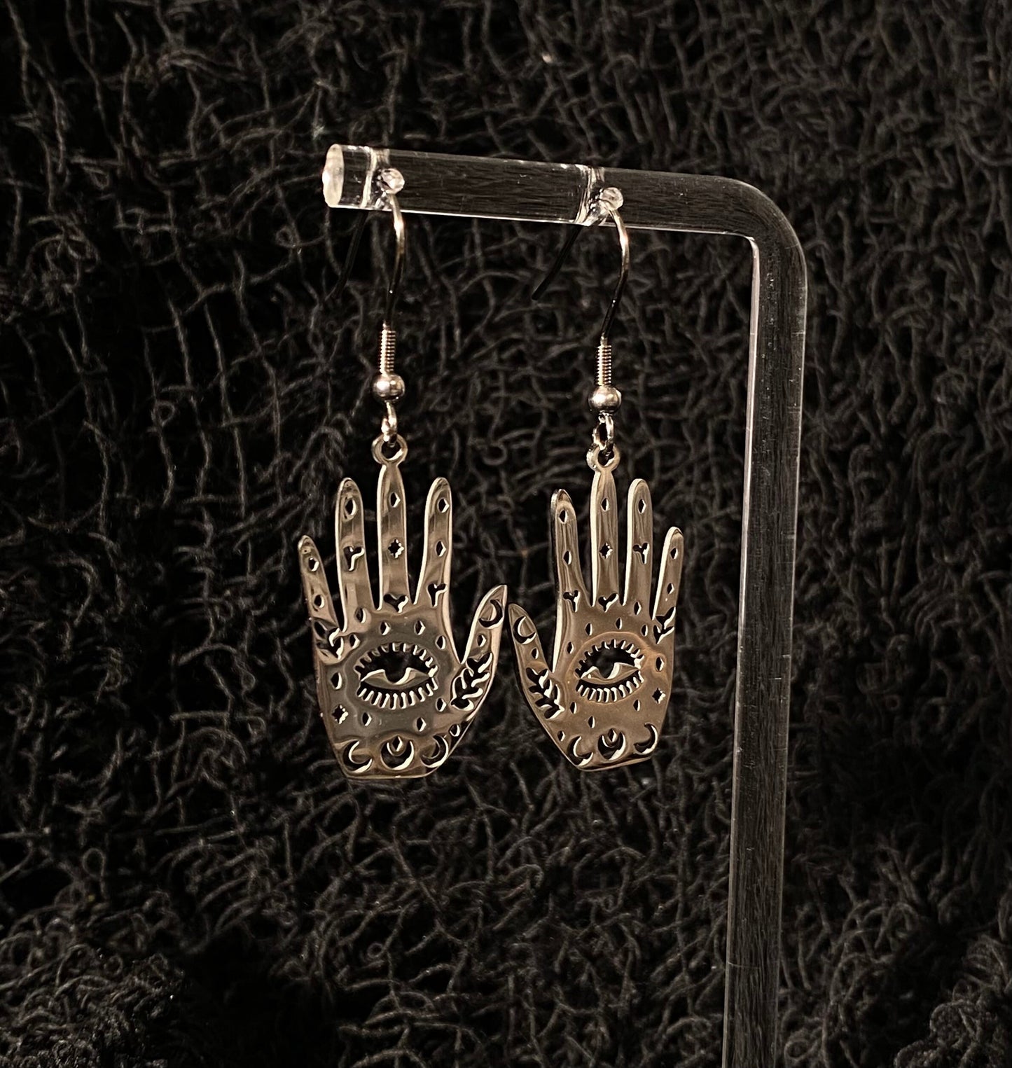 Hand eye  earrings stainless steel