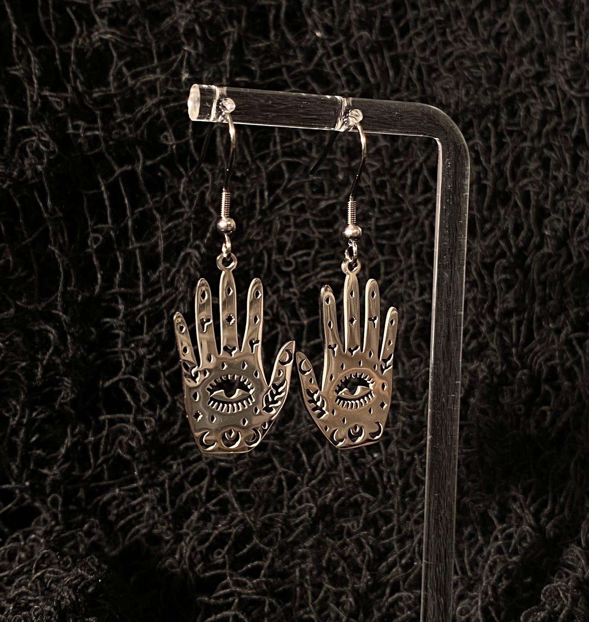 Hand eye  earrings stainless steel