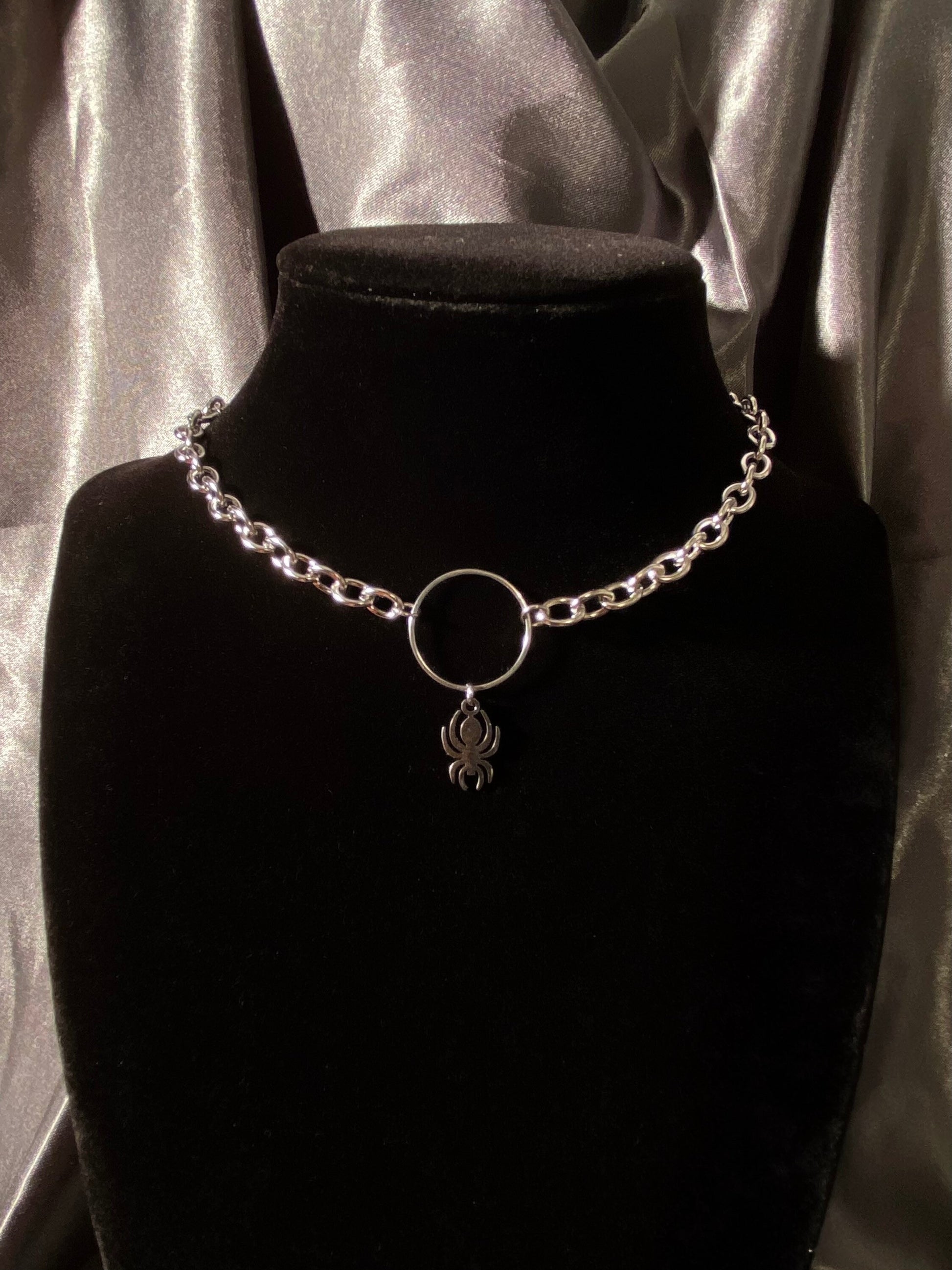 Spider goth necklace stainless steel