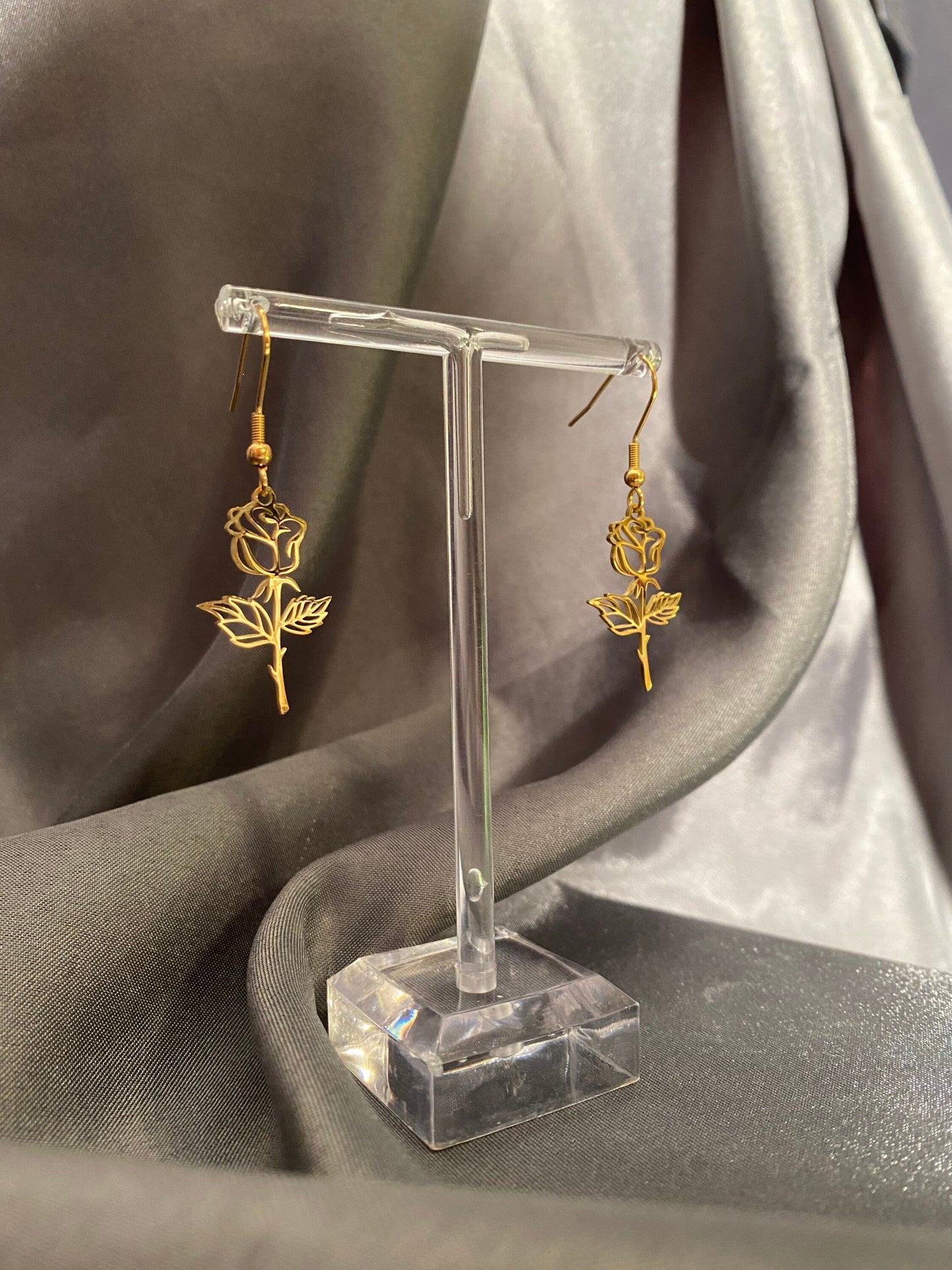 Rose earrings stainless steel