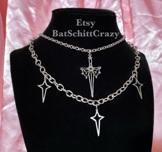Star Dagger stainless steel choker necklace