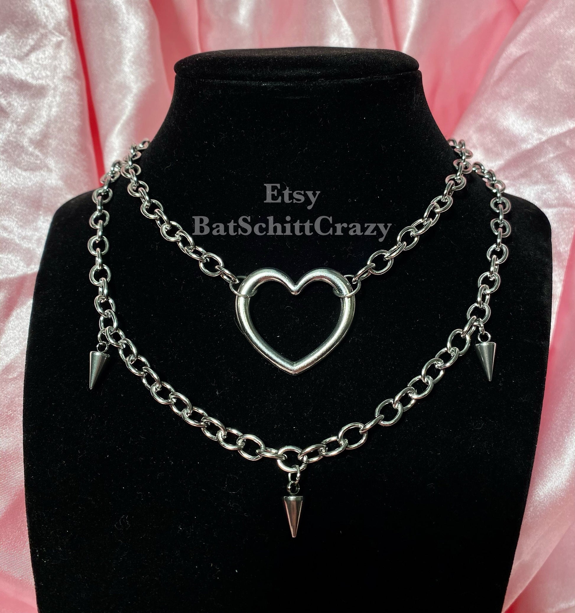 Stainless steel choker necklace heart